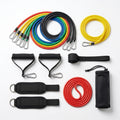 Resistance band set with 5 colorful bands, handles, door anchor, and ankle straps